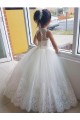 Avorio Abito da ballo Alto Collo Tulle Pizzo Lunga Abiti da ragazza di fiori AllIngrosso