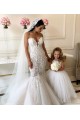 Avorio Abito da ballo Barca Tulle Pizzo Lunga Abiti da ragazza di fiori AllIngrosso