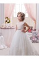 Avorio Abito da ballo Barca Tulle Pizzo Lunga Abiti da ragazza di fiori AllIngrosso