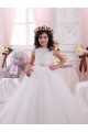 Avorio Abito da ballo Barca Tulle Pizzo Lunga Abiti da ragazza di fiori AllIngrosso