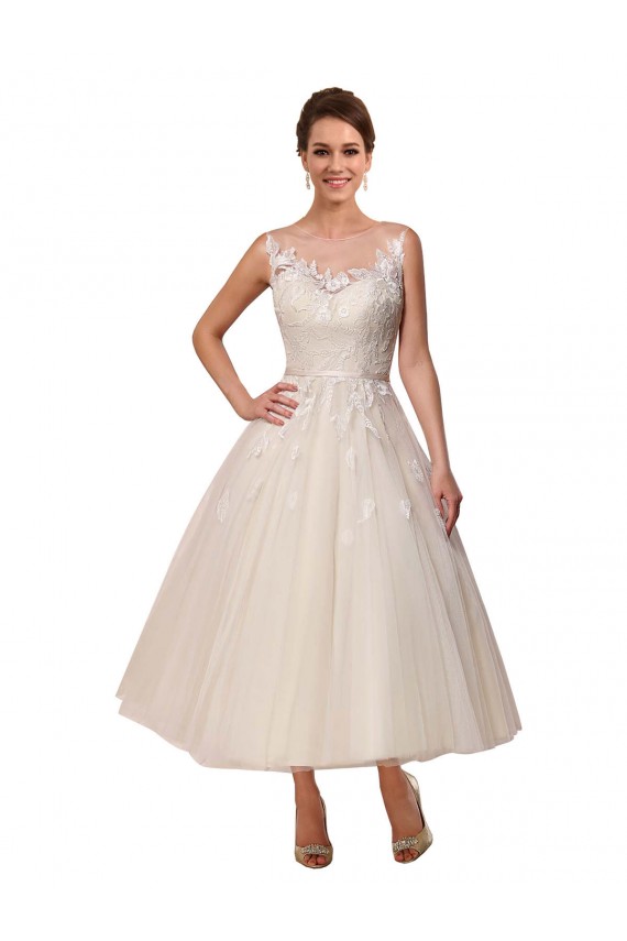 Avorio Abito da ballo Illusione Tulle Pizzo Abiti da sposa AllIngrosso