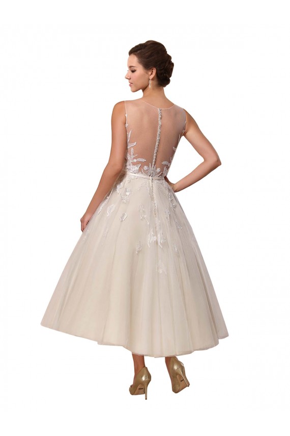 Avorio Abito da ballo Illusione Tulle Pizzo Abiti da sposa AllIngrosso