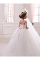 Avorio Abito da ballo Innamorato Tulle Lunga Abiti da ragazza di fiori AllIngrosso