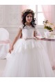 Avorio Abito da ballo Innamorato Tulle Pizzo Lunga Abiti da ragazza di fiori AllIngrosso