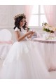 Avorio Abito da ballo Innamorato Tulle Pizzo Lunga Abiti da ragazza di fiori AllIngrosso