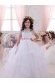 Avorio Abito da ballo Innamorato Tulle Pizzo Lunga Abiti da ragazza di fiori AllIngrosso
