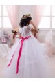 Avorio Abito da ballo Innamorato Tulle Pizzo Lunga Abiti da ragazza di fiori AllIngrosso