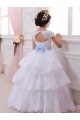 Avorio Abito da ballo Innamorato Tulle Pizzo Lunga Abiti da ragazza di fiori AllIngrosso
