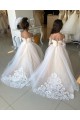 Avorio Abito da ballo Innamorato Tulle Pizzo Lunga Abiti da ragazza di fiori AllIngrosso
