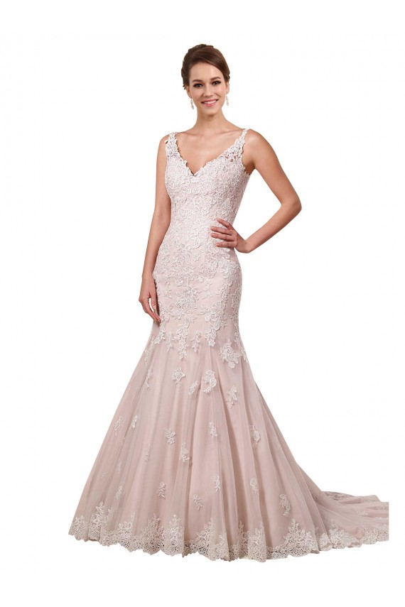 Avorio & Blush Stile sirena Scollatura a V Tulle Pizzo Abiti da sposa AllIngrosso