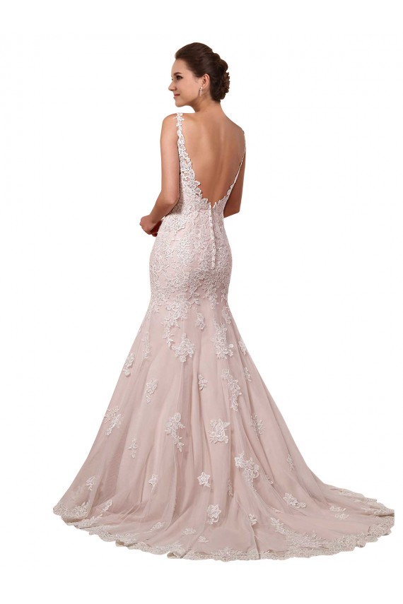 Avorio & Blush Stile sirena Scollatura a V Tulle Pizzo Abiti da sposa AllIngrosso