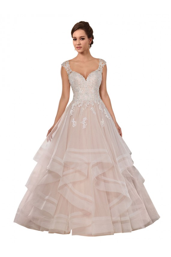 Avorio & Champagne Abito da ballo Innamorato Tulle Pizzo Abiti da sposa AllIngrosso