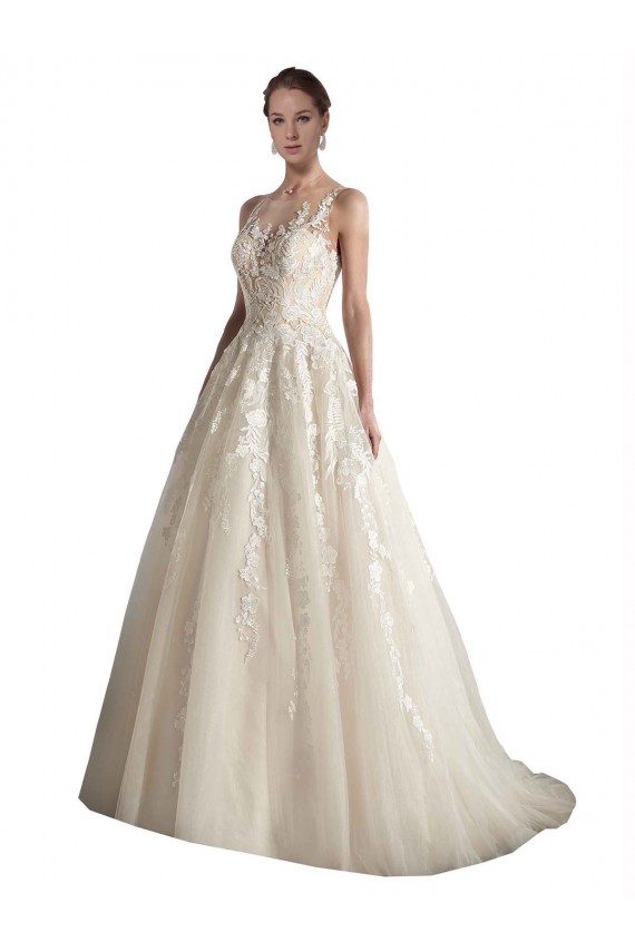 Avorio & Champagne Linea A Illusione Tulle Abiti da sposa AllIngrosso