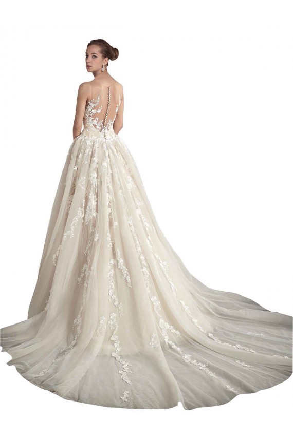 Avorio & Champagne Linea A Illusione Tulle Abiti da sposa AllIngrosso