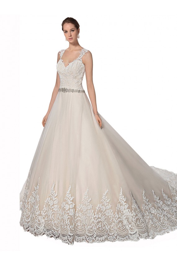 Avorio & Champagne Linea A Innamorato Tulle Pizzo Abiti da sposa AllIngrosso