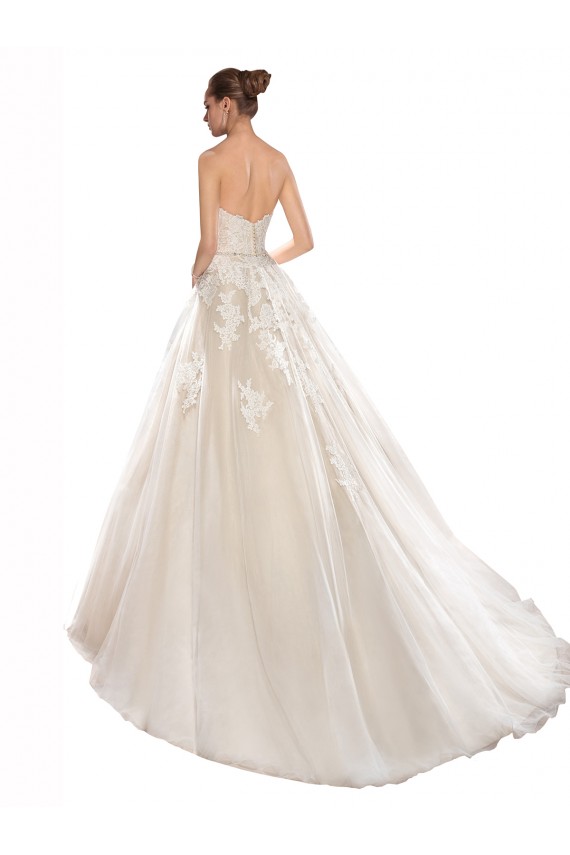 Avorio & Champagne Linea A Senza spalline Tulle Pizzo Abiti da sposa AllIngrosso