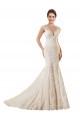 Avorio & Champagne Stile sirena Illusione Pizzo Abiti da sposa AllIngrosso