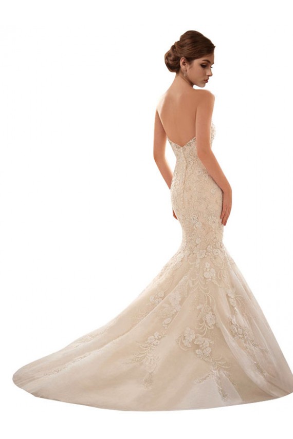 Avorio & Champagne Stile sirena Innamorato Tulle Pizzo Abiti da sposa AllIngrosso