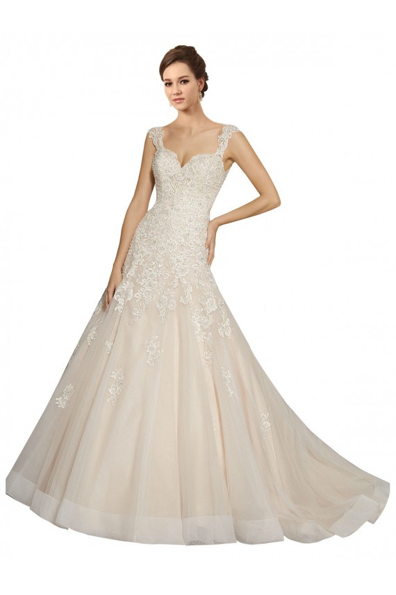 Avorio & Champagne Stile sirena Innamorato Tulle Pizzo Abiti da sposa AllIngrosso