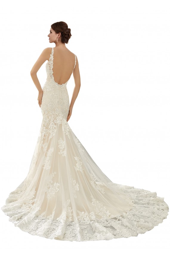 Avorio & Champagne Stile sirena Scollatura a V Pizzo Abiti da sposa AllIngrosso