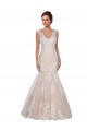 Avorio & Champagne Stile sirena Scollatura a V Pizzo Classico Abiti da sposa AllIngrosso