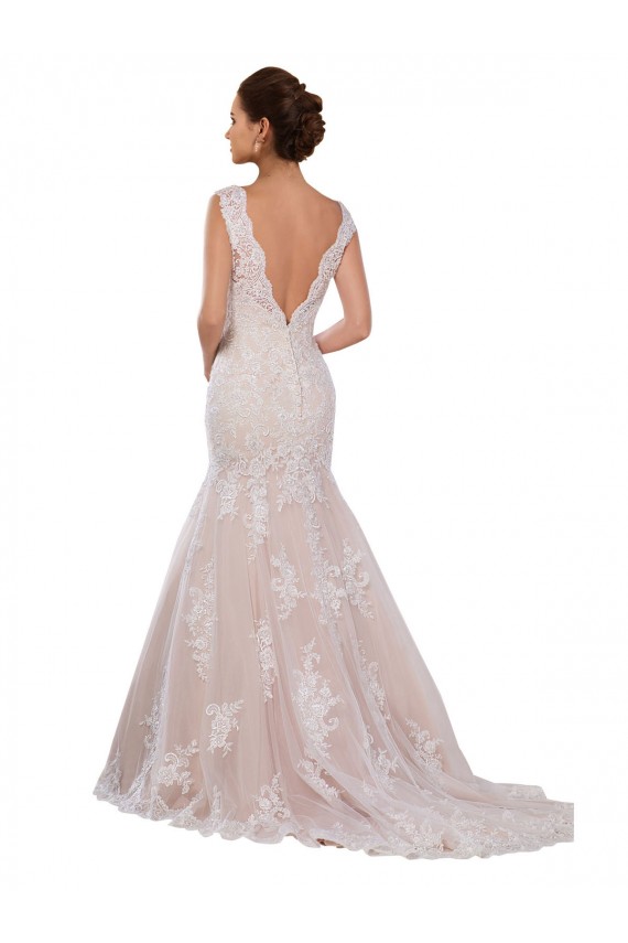 Avorio & Champagne Stile sirena Scollatura a V Pizzo Classico Abiti da sposa AllIngrosso