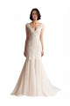 Avorio & Champagne Stile sirena Scollatura a V Sweep treno Tulle Abiti da sposa AllIngrosso