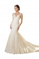 Avorio & Champagne Stile sirena Scollatura a V Tulle Pizzo Abiti da sposa AllIngrosso