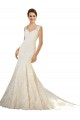 Avorio & Champagne Stile sirena Scollatura a V Tulle Pizzo Abiti da sposa AllIngrosso