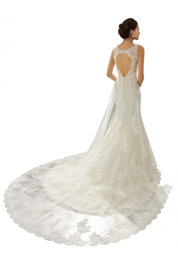 Avorio & Champagne Stile sirena Scollatura a V Tulle Pizzo Abiti da sposa AllIngrosso