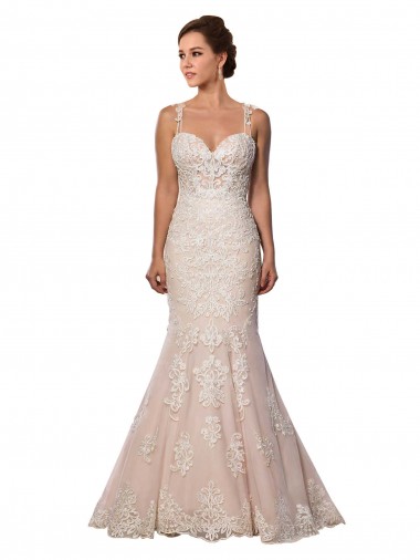 Avorio & Champagne Stile sirena Sottili Pizzo Boho Abiti da sposa AllIngrosso