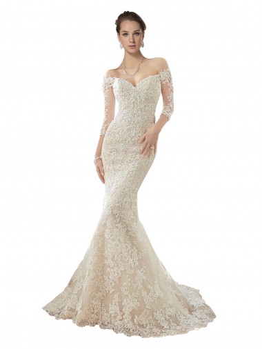 Avorio & Champagne Stile sirena Tulle Pizzo Abiti da sposa AllIngrosso