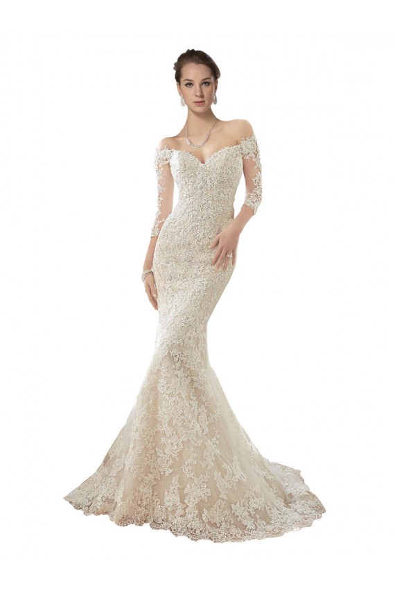 Avorio & Champagne Stile sirena Tulle Pizzo Abiti da sposa AllIngrosso