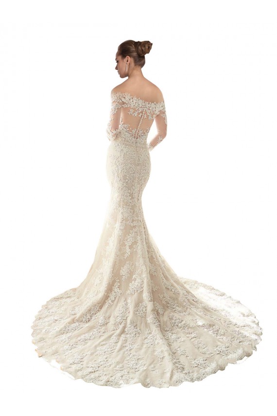 Avorio & Champagne Stile sirena Tulle Pizzo Abiti da sposa AllIngrosso
