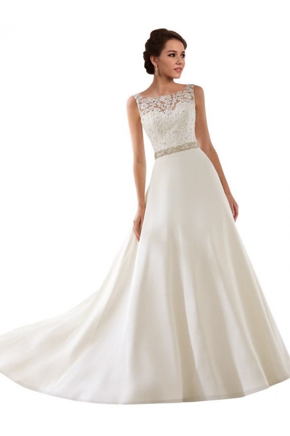 Avorio Linea A Illusione Pizzo Abiti da sposa AllIngrosso
