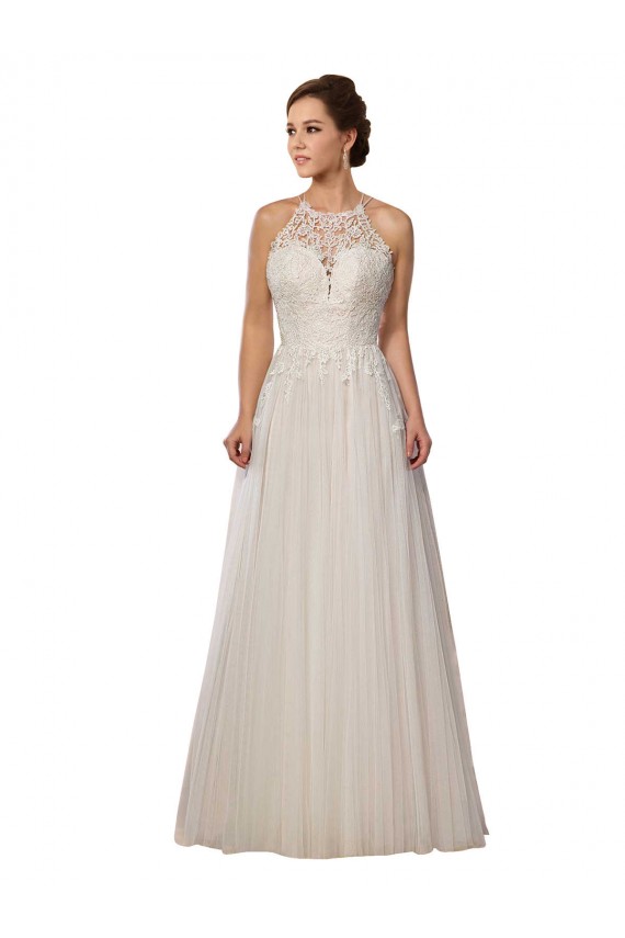 Avorio Linea A Illusione Sweep treno Tulle Abiti da sposa AllIngrosso