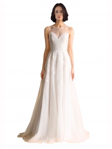Avorio Linea A Illusione Tulle Abiti da sposa AllIngrosso