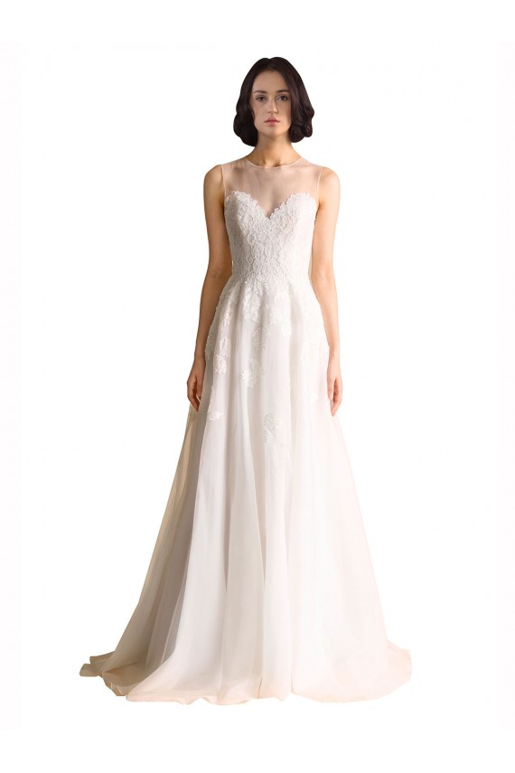 Avorio Linea A Illusione Tulle Abiti da sposa AllIngrosso