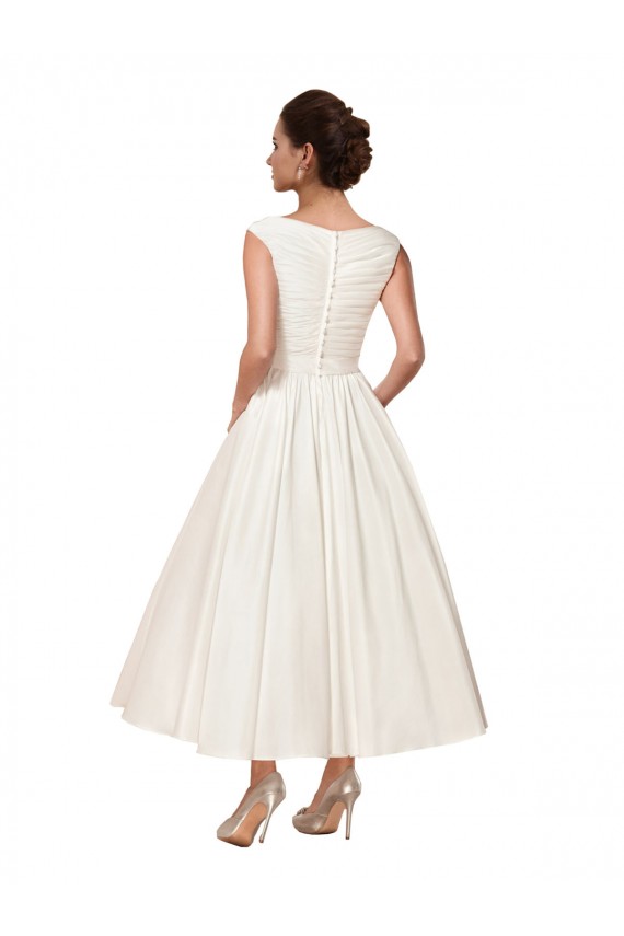 Avorio Linea A Scollatura a V Raso Abiti da sposa AllIngrosso