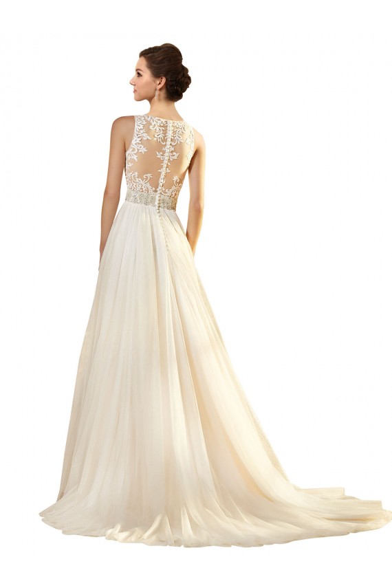 Avorio Linea A Scollatura a V Tulle Abiti da sposa AllIngrosso
