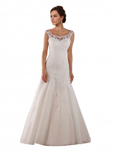 Avorio Linea A Scoop Tulle Abiti da sposa AllIngrosso