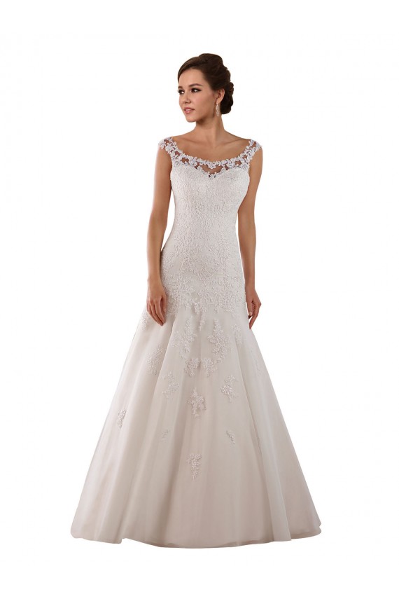 Avorio Linea A Scoop Tulle Abiti da sposa AllIngrosso