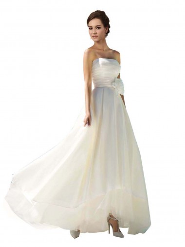 Avorio Linea A Senza spalline Chiffona Abiti da sposa AllIngrosso