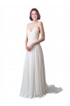 Avorio Linea A Sottili Scollatura a V Chiffona Pizzo Spiaggia Abiti da sposa AllIngrosso