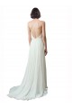 Avorio Linea A Sottili Scollatura a V Chiffona Pizzo Spiaggia Abiti da sposa AllIngrosso