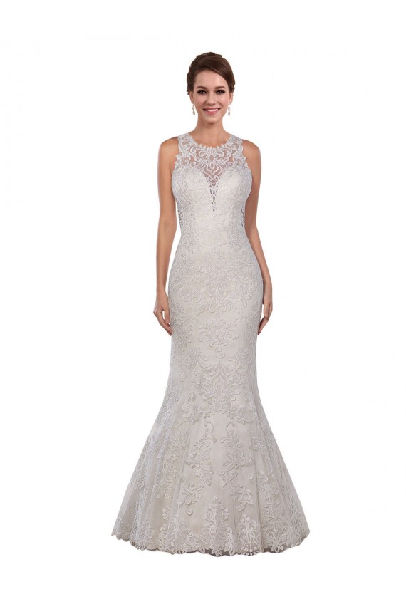 Avorio Stile sirena Alto Collo Pizzo Abiti da sposa AllIngrosso