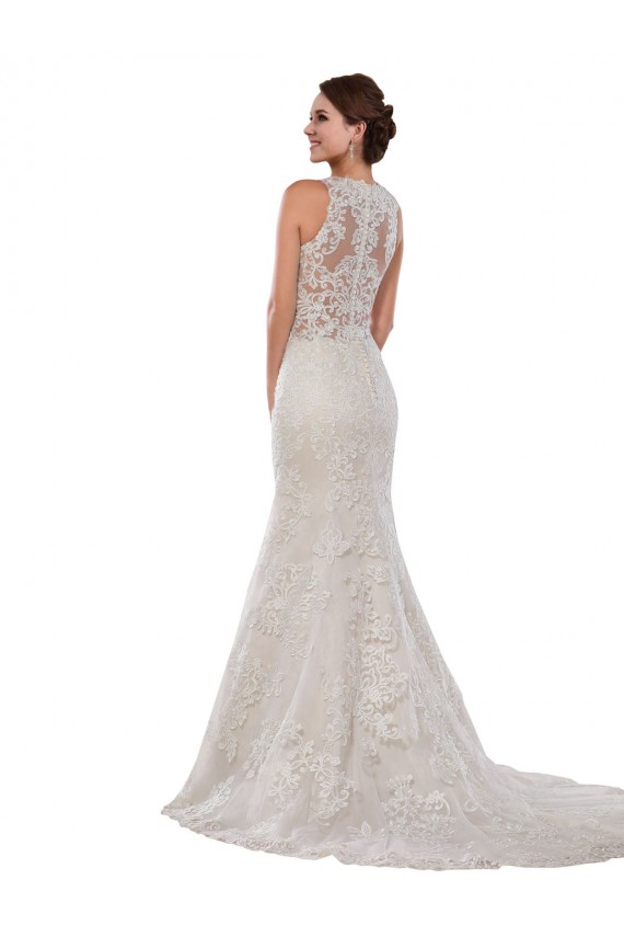 Avorio Stile sirena Alto Collo Pizzo Abiti da sposa AllIngrosso