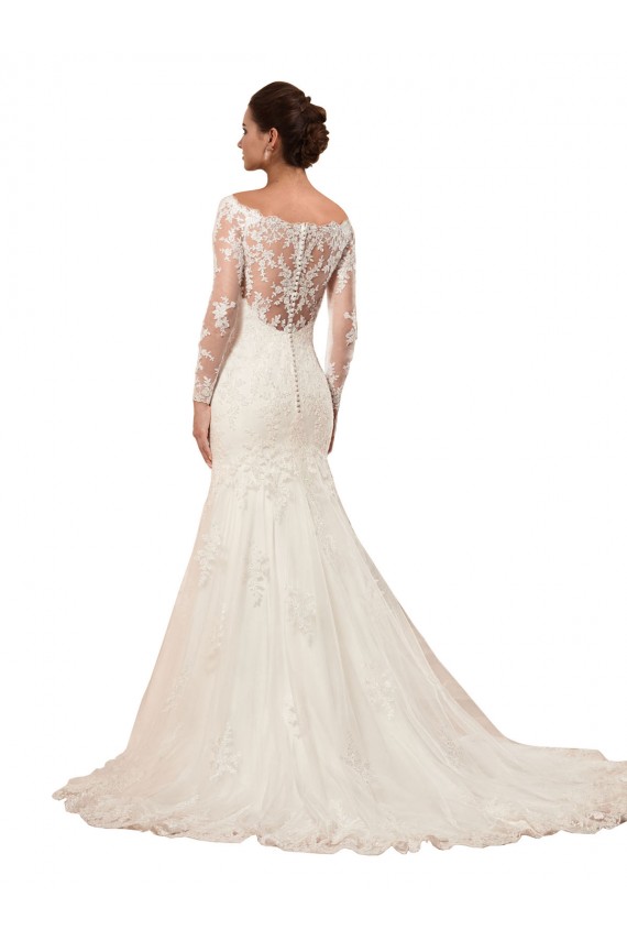 Avorio Stile sirena Barca Pizzo Abiti da sposa AllIngrosso