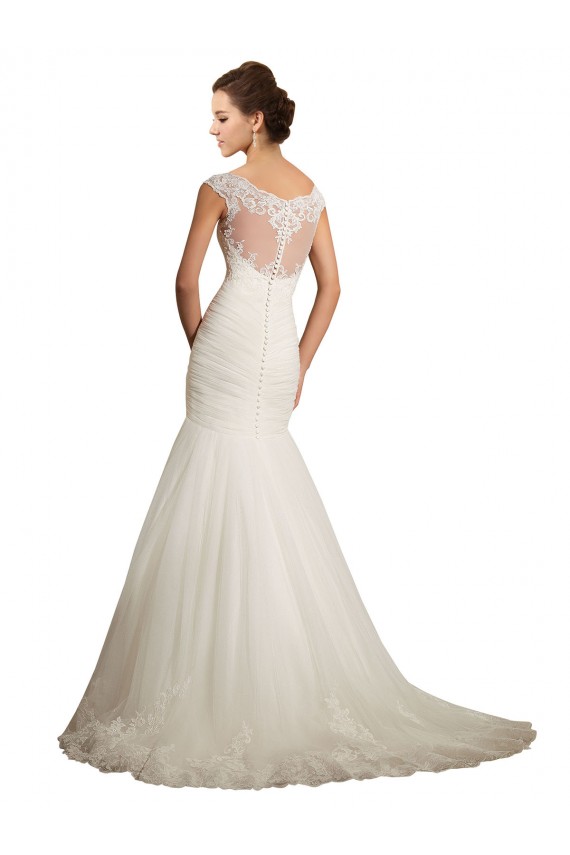 Avorio Stile sirena Barca Tulle Pizzo Abiti da sposa AllIngrosso