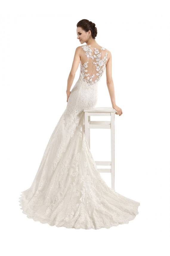 Avorio Stile sirena Illusione Pizzo Abiti da sposa AllIngrosso